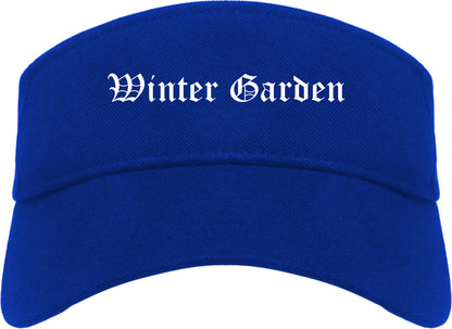 Winter Garden Florida FL Old English Mens Visor Cap Hat Royal Blue