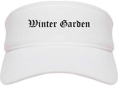 Winter Garden Florida FL Old English Mens Visor Cap Hat White