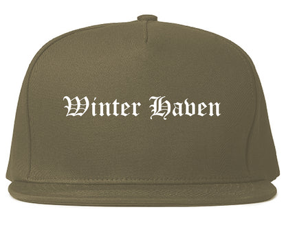 Winter Haven Florida FL Old English Mens Snapback Hat Grey