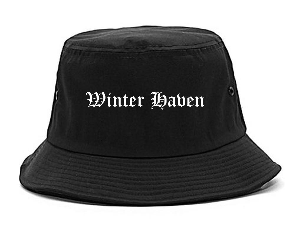 Winter Haven Florida FL Old English Mens Bucket Hat Black