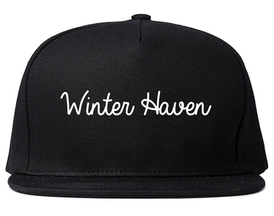 Winter Haven Florida FL Script Mens Snapback Hat Black