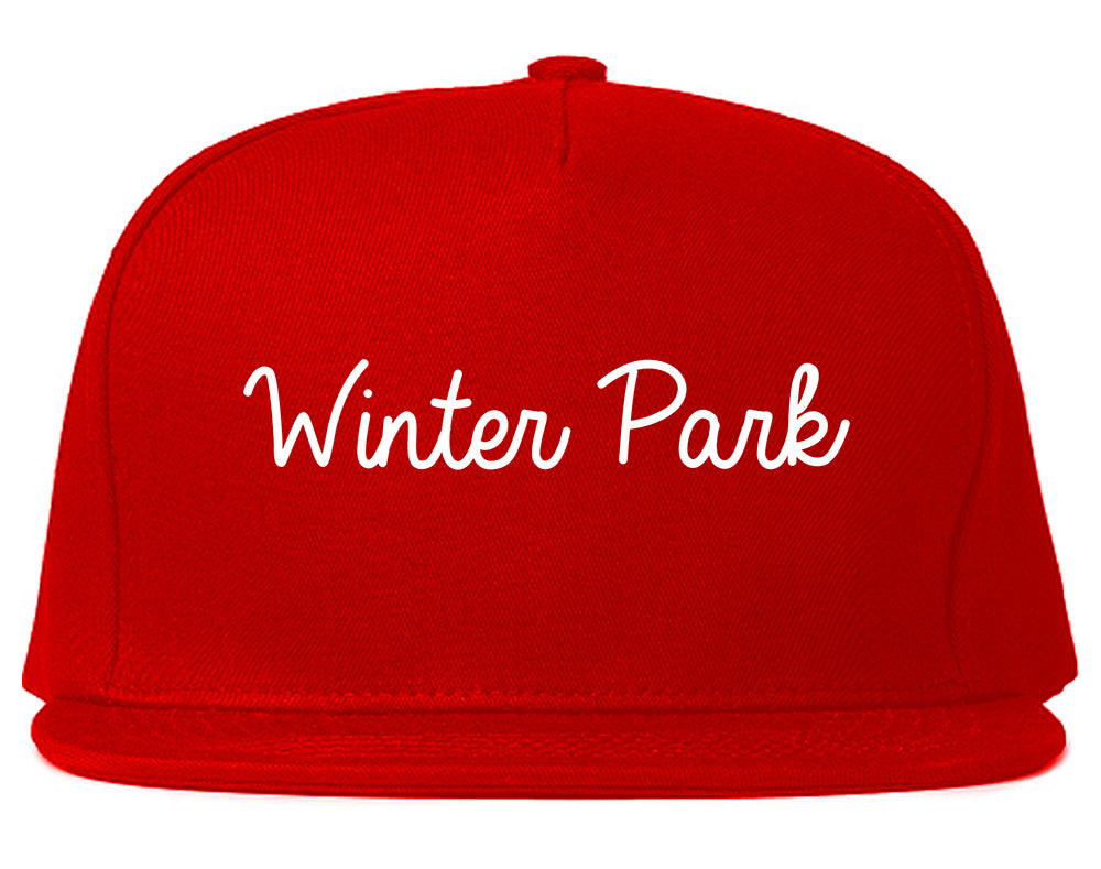 Winter Park Florida FL Script Mens Snapback Hat Red