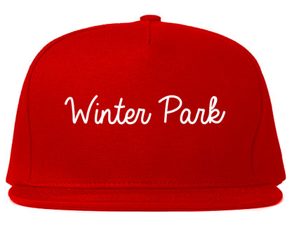 Winter Park Florida FL Script Mens Snapback Hat Red