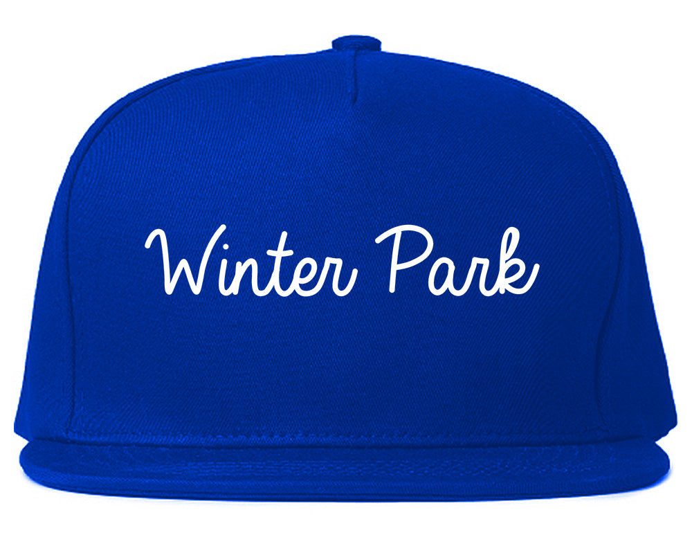 Winter Park Florida FL Script Mens Snapback Hat Royal Blue