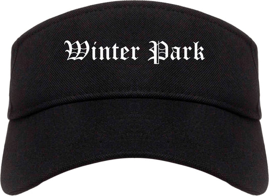 Winter Park Florida FL Old English Mens Visor Cap Hat Black