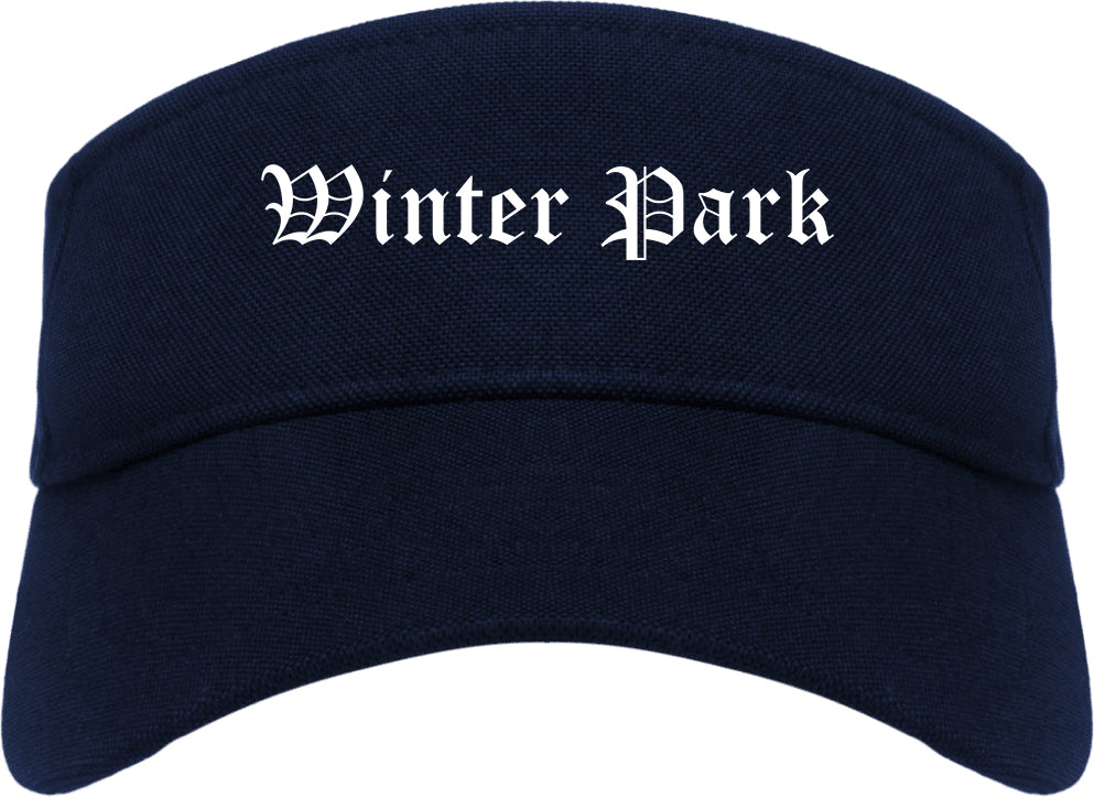 Winter Park Florida FL Old English Mens Visor Cap Hat Navy Blue
