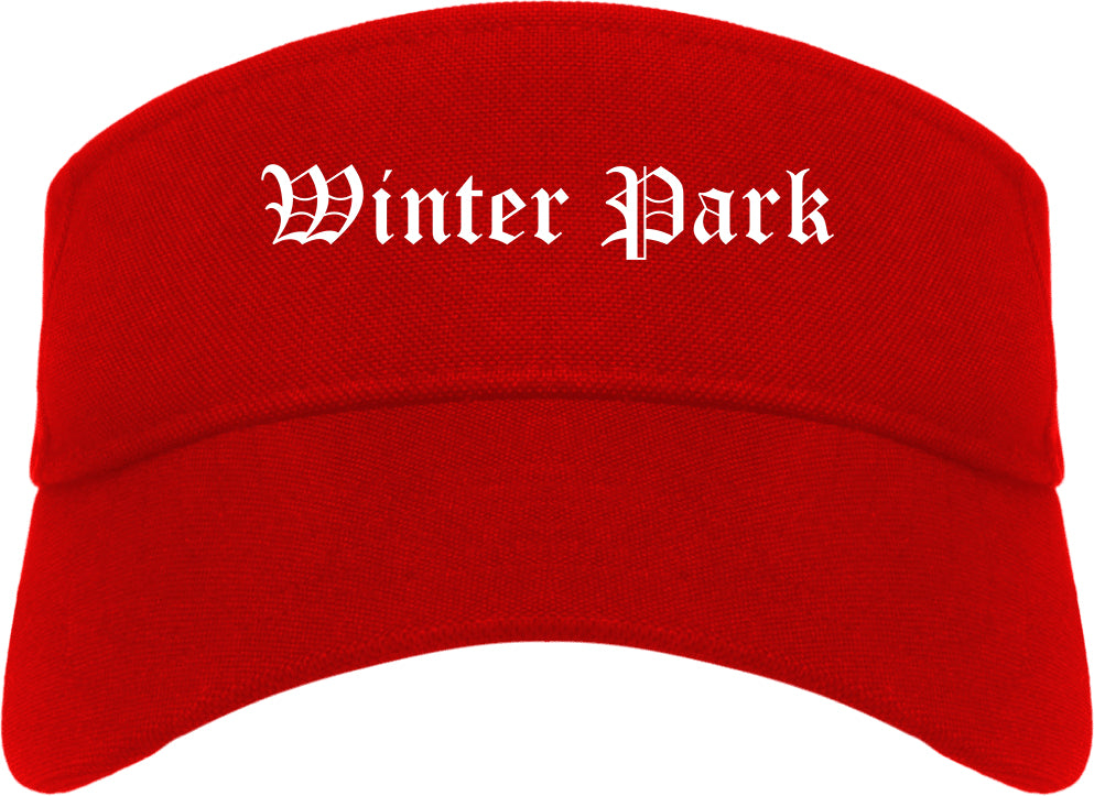 Winter Park Florida FL Old English Mens Visor Cap Hat Red