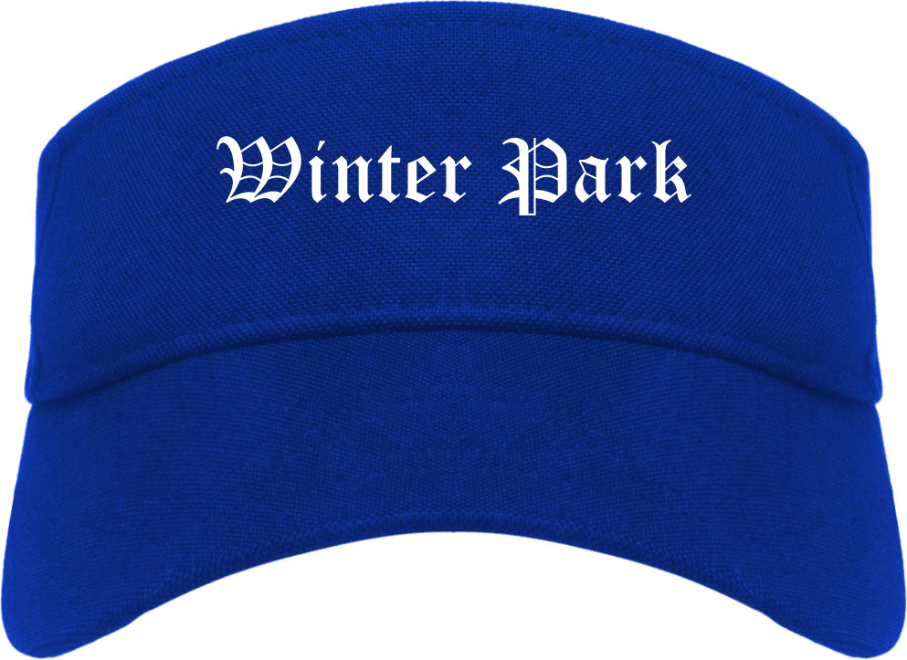 Winter Park Florida FL Old English Mens Visor Cap Hat Royal Blue