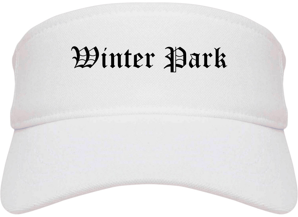 Winter Park Florida FL Old English Mens Visor Cap Hat White
