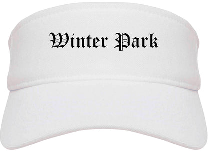 Winter Park Florida FL Old English Mens Visor Cap Hat White
