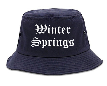 Winter Springs Florida FL Old English Mens Bucket Hat Navy Blue
