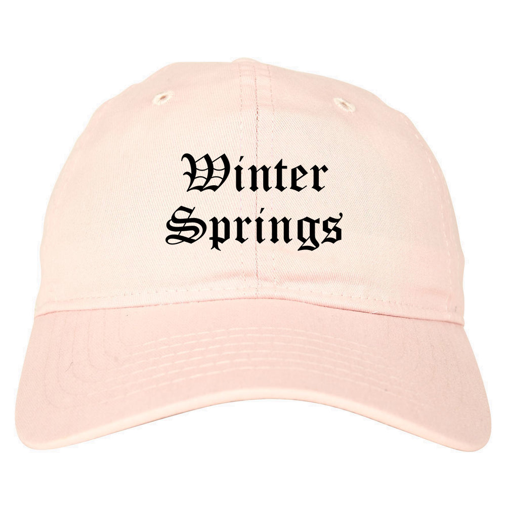 Winter Springs Florida FL Old English Mens Dad Hat Baseball Cap Pink