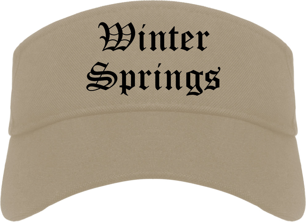 Winter Springs Florida FL Old English Mens Visor Cap Hat Khaki