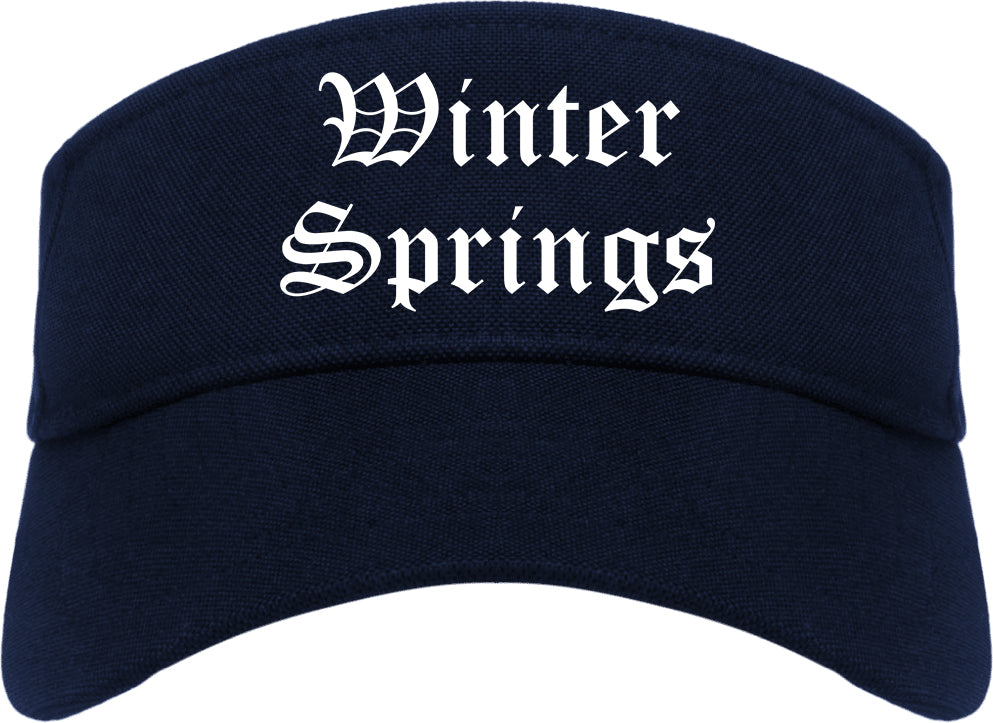 Winter Springs Florida FL Old English Mens Visor Cap Hat Navy Blue