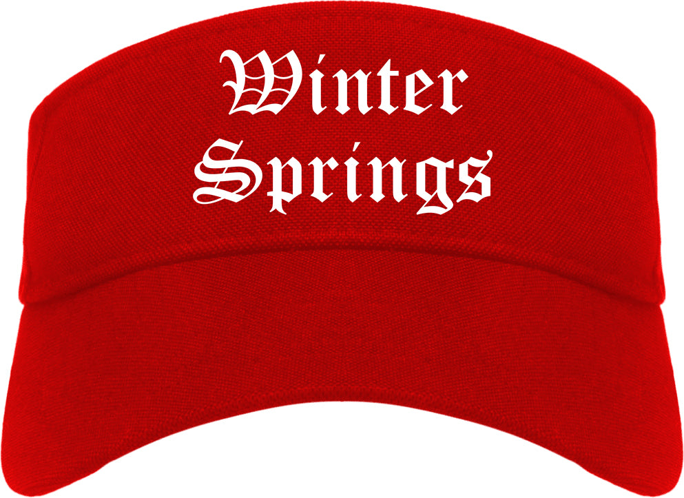 Winter Springs Florida FL Old English Mens Visor Cap Hat Red