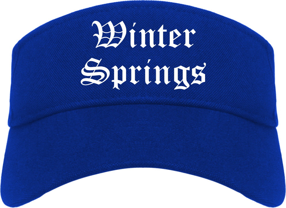 Winter Springs Florida FL Old English Mens Visor Cap Hat Royal Blue