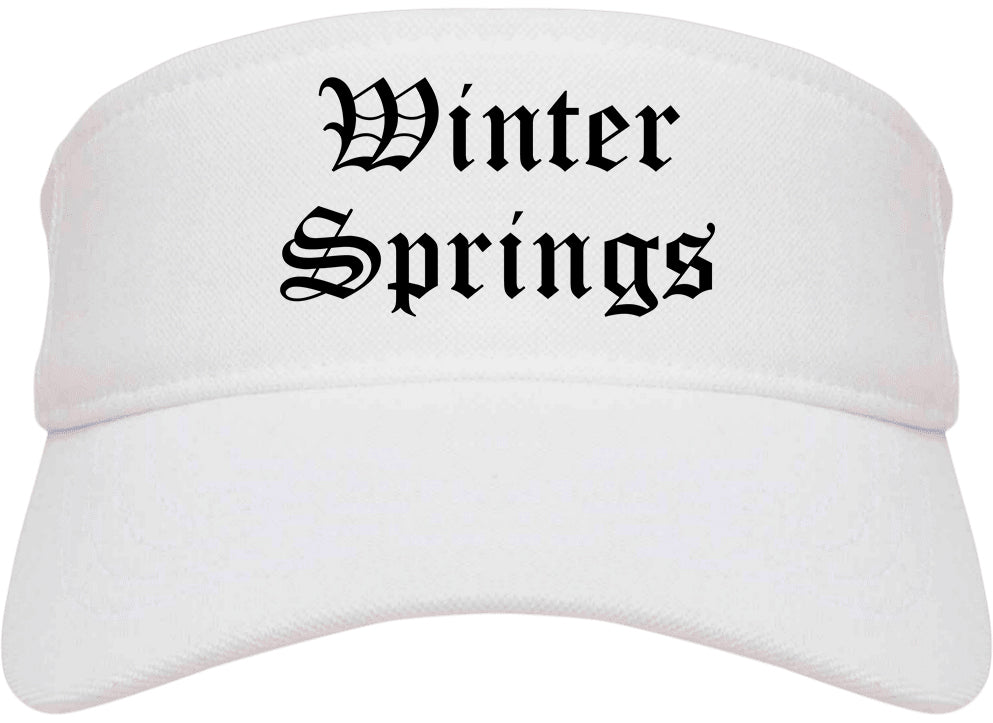 Winter Springs Florida FL Old English Mens Visor Cap Hat White