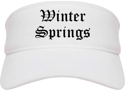 Winter Springs Florida FL Old English Mens Visor Cap Hat White