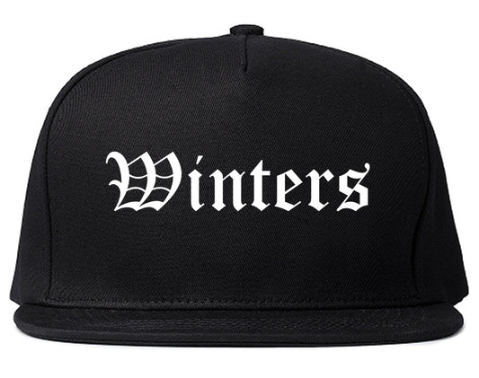 Winters California CA Old English Mens Snapback Hat Black