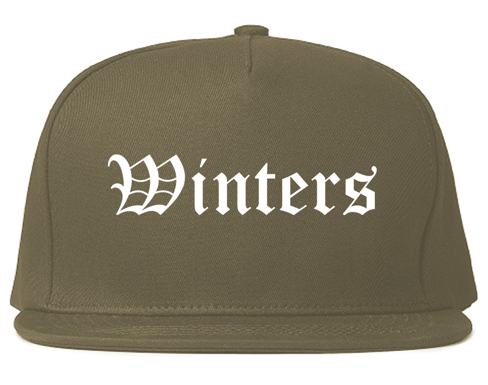 Winters California CA Old English Mens Snapback Hat Grey