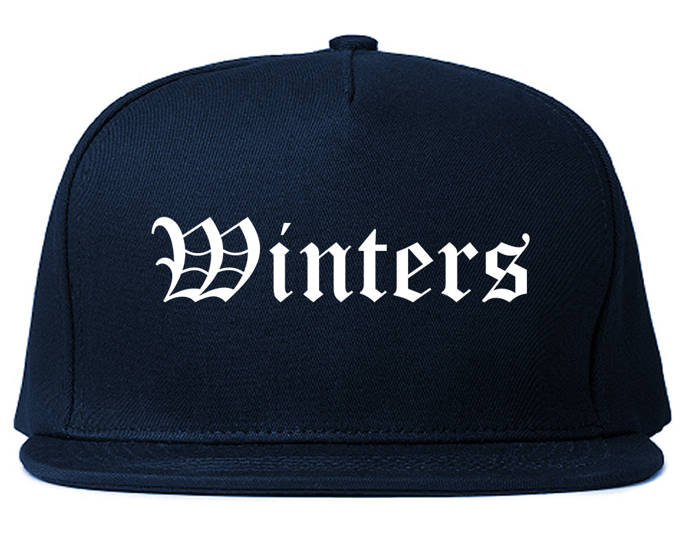 Winters California CA Old English Mens Snapback Hat Navy Blue