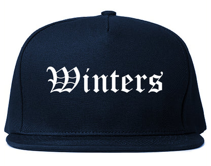 Winters California CA Old English Mens Snapback Hat Navy Blue