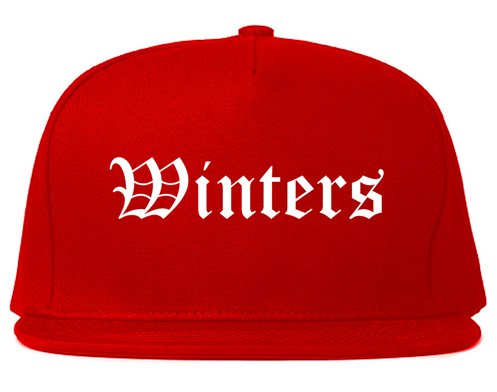 Winters California CA Old English Mens Snapback Hat Red