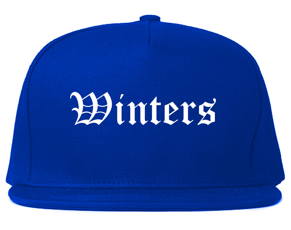 Winters California CA Old English Mens Snapback Hat Royal Blue