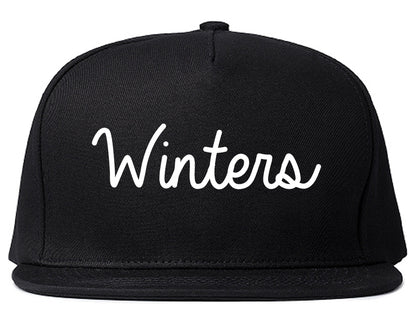 Winters California CA Script Mens Snapback Hat Black