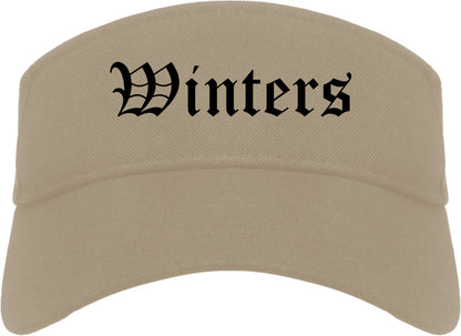 Winters California CA Old English Mens Visor Cap Hat Khaki