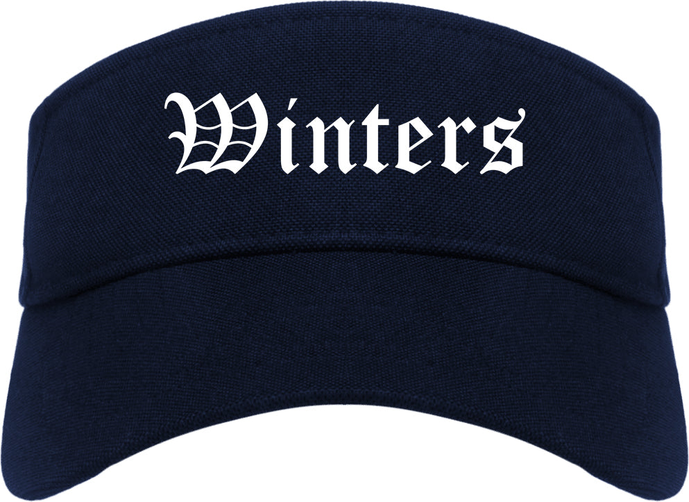 Winters California CA Old English Mens Visor Cap Hat Navy Blue