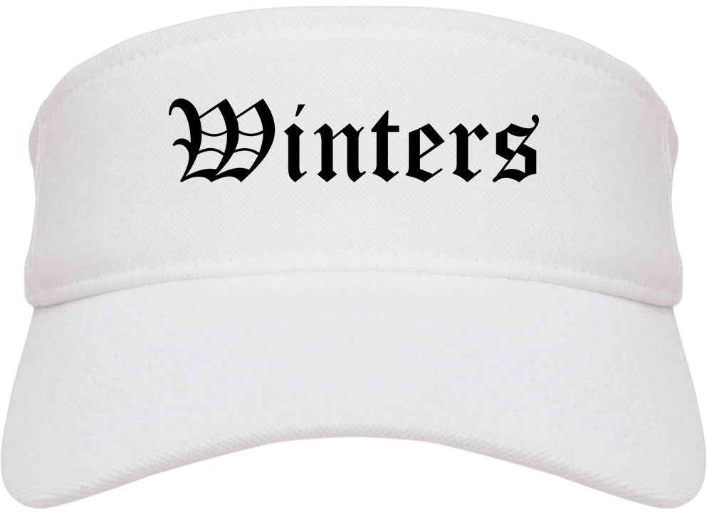 Winters California CA Old English Mens Visor Cap Hat White