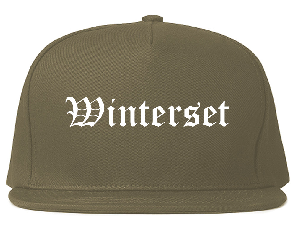 Winterset Iowa IA Old English Mens Snapback Hat Grey