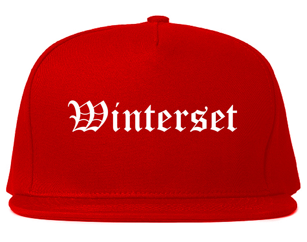 Winterset Iowa IA Old English Mens Snapback Hat Red