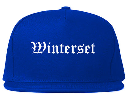 Winterset Iowa IA Old English Mens Snapback Hat Royal Blue