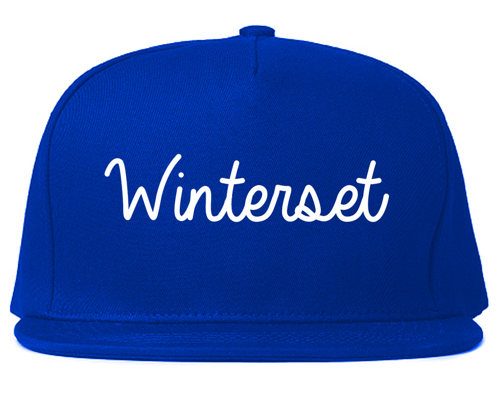 Winterset Iowa IA Script Mens Snapback Hat Royal Blue