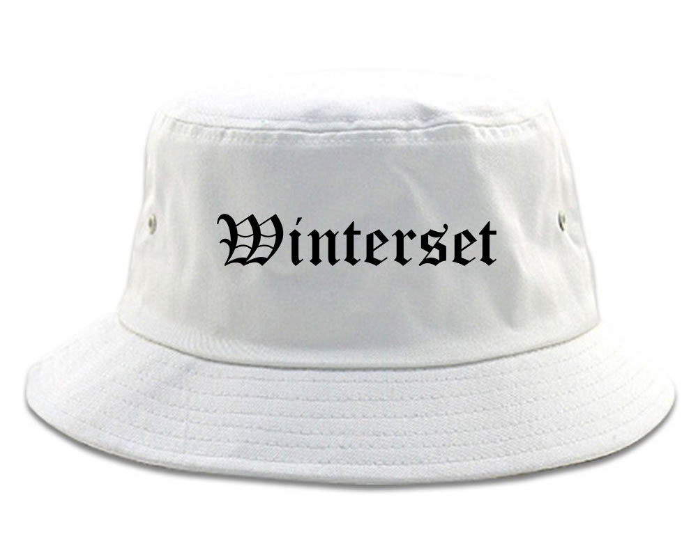 Winterset Iowa IA Old English Mens Bucket Hat White