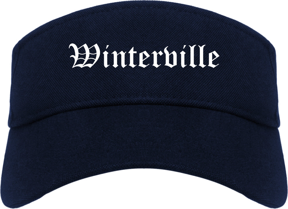 Winterville North Carolina NC Old English Mens Visor Cap Hat Navy Blue