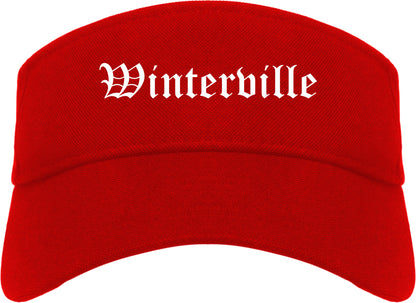 Winterville North Carolina NC Old English Mens Visor Cap Hat Red