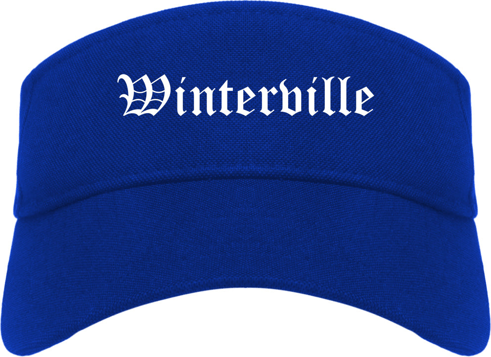 Winterville North Carolina NC Old English Mens Visor Cap Hat Royal Blue