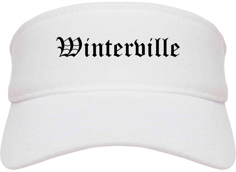 Winterville North Carolina NC Old English Mens Visor Cap Hat White