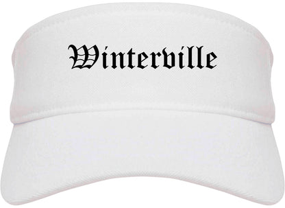 Winterville North Carolina NC Old English Mens Visor Cap Hat White