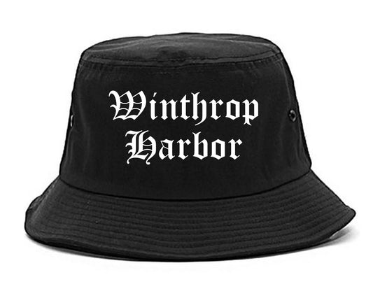 Winthrop Harbor Illinois IL Old English Mens Bucket Hat Black