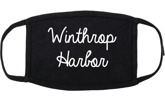 Winthrop Harbor Illinois IL Script Cotton Face Mask Black