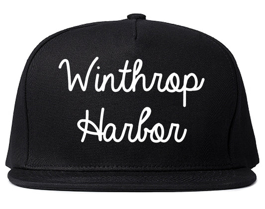 Winthrop Harbor Illinois IL Script Mens Snapback Hat Black