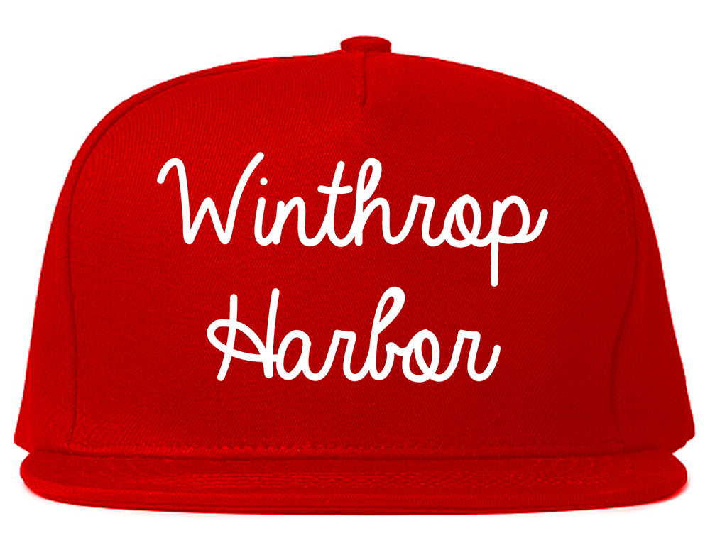 Winthrop Harbor Illinois IL Script Mens Snapback Hat Red