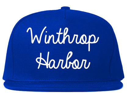 Winthrop Harbor Illinois IL Script Mens Snapback Hat Royal Blue