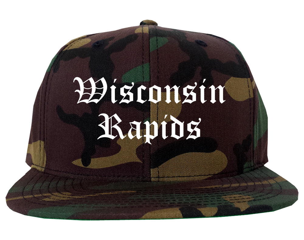 Wisconsin Rapids Wisconsin WI Old English Mens Snapback Hat Army Camo