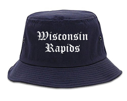 Wisconsin Rapids Wisconsin WI Old English Mens Bucket Hat Navy Blue