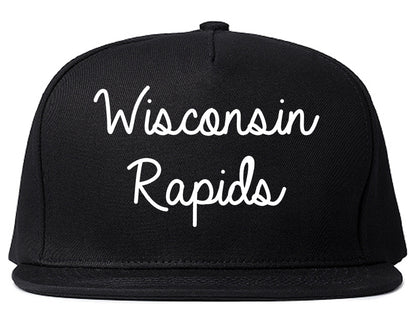 Wisconsin Rapids Wisconsin WI Script Mens Snapback Hat Black